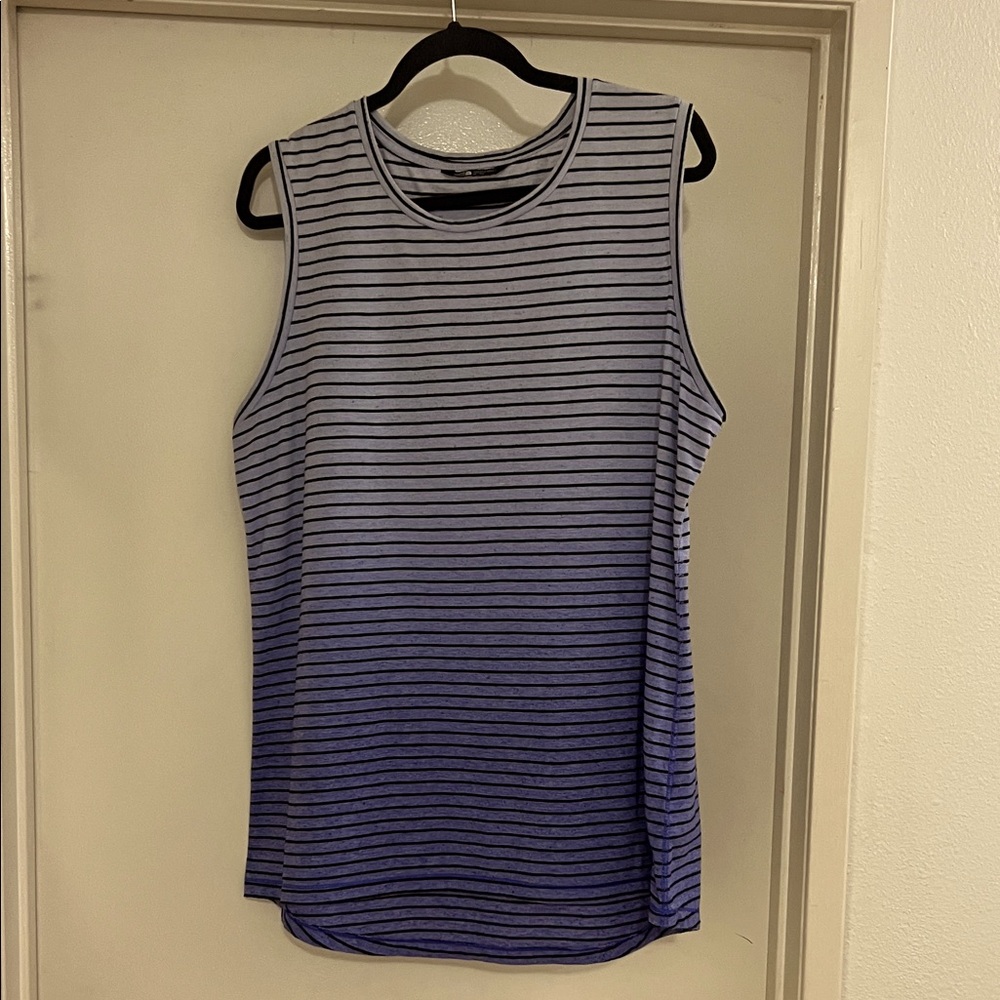The North Face Tank Top.  XL. Gradient light blue to darker blue. Black stripe.